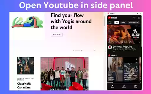 sideYT Youtube in side panel  from Chrome web store to be run with OffiDocs Chromium online