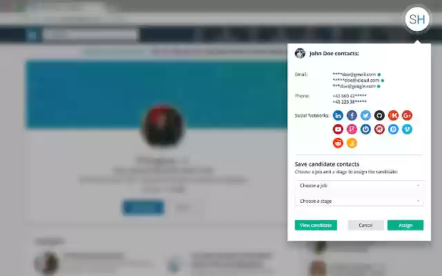 SignalHire find email or phone number  from Chrome web store to be run with OffiDocs Chromium online