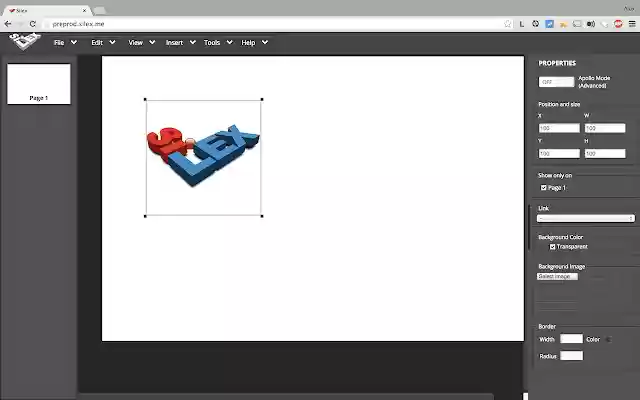 Silex, live web creation  from Chrome web store to be run with OffiDocs Chromium online