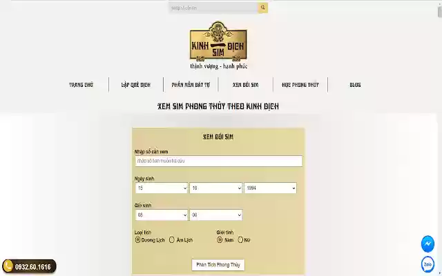 Sim phong thủy Sim Kinh Dịch from Chrome web store to be run with OffiDocs Chromium online Sim phong thủy Sim Kinh Dịch from Chrome web store to be run with OffiDocs Chromium online