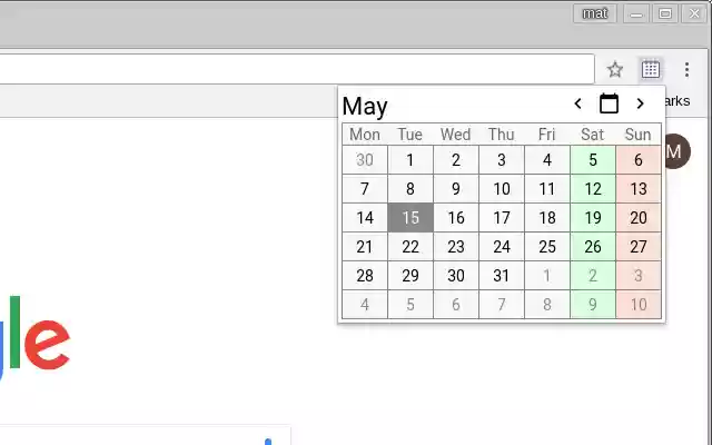 Simple Calendar  from Chrome web store to be run with OffiDocs Chromium online