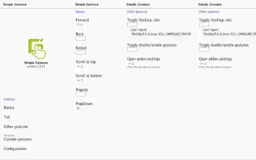 Simple Gesture  from Chrome web store to be run with OffiDocs Chromium online
