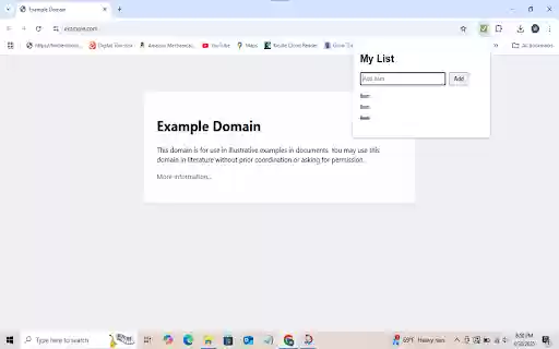 Simple List App  from Chrome web store to be run with OffiDocs Chromium online