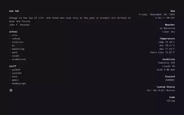 Simple New Tab  from Chrome web store to be run with OffiDocs Chromium online