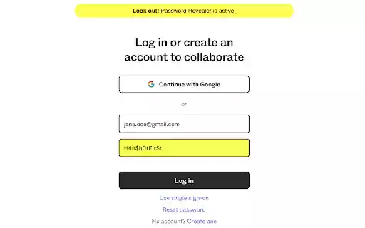 Simple Password Revealer  from Chrome web store to be run with OffiDocs Chromium online