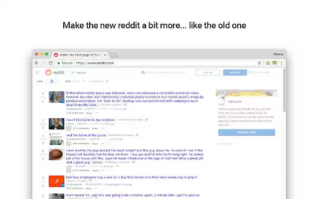 Simple Reddit  from Chrome web store to be run with OffiDocs Chromium online