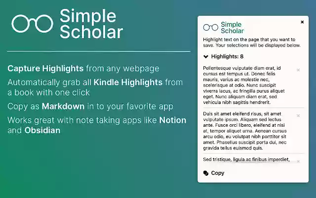 Simple Scholar  from Chrome web store to be run with OffiDocs Chromium online