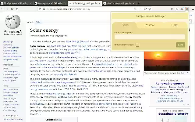 Simple Session Manager  from Chrome web store to be run with OffiDocs Chromium online