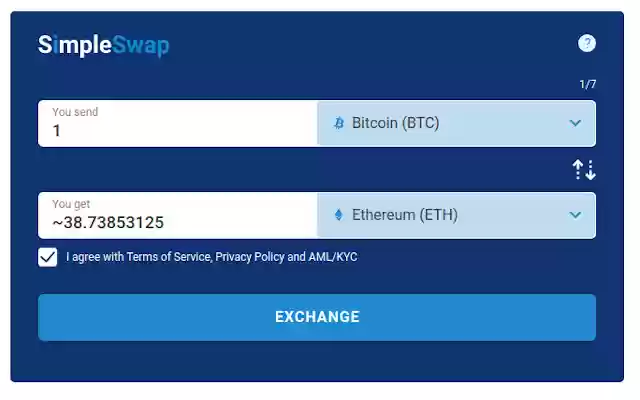 SimpleSwap Crypto Exchange  from Chrome web store to be run with OffiDocs Chromium online
