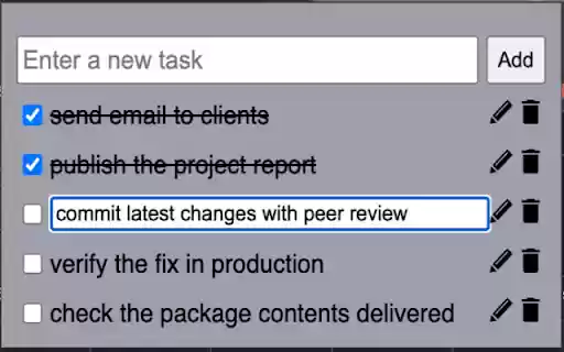simple todo popup  from Chrome web store to be run with OffiDocs Chromium online