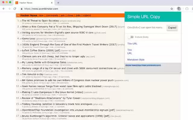 Simple URL Copy  from Chrome web store to be run with OffiDocs Chromium online