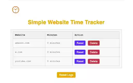 Simple Website Time Tracker  from Chrome web store to be run with OffiDocs Chromium online