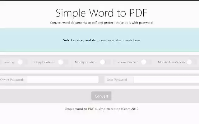 Simple Word to PDF  from Chrome web store to be run with OffiDocs Chromium online
