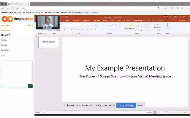 SimplyVideo Screensharing Extension from Chrome web store to be run with OffiDocs Chromium online SimplyVideo Screensharing Extension from Chrome web store to be run with OffiDocs Chromium online