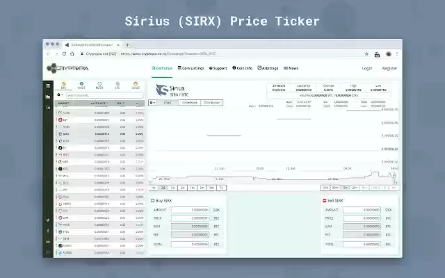 Sirius (SIRX) Price Ticker  from Chrome web store to be run with OffiDocs Chromium online