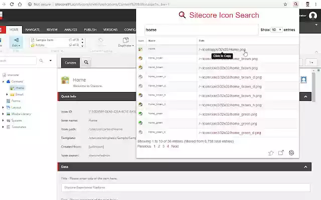 Sitecore Icon Search  from Chrome web store to be run with OffiDocs Chromium online