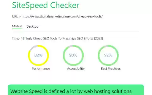 SiteSpeed Checker  from Chrome web store to be run with OffiDocs Chromium online
