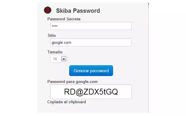 Skiba Password  from Chrome web store to be run with OffiDocs Chromium online
