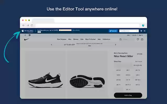 Skimlinks Editor tool  from Chrome web store to be run with OffiDocs Chromium online