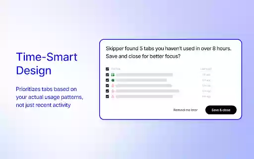Skipper Tab management that works with ADHD brains  from Chrome web store to be run with OffiDocs Chromium online