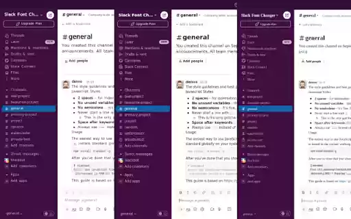 Slack Font Changer  from Chrome web store to be run with OffiDocs Chromium online