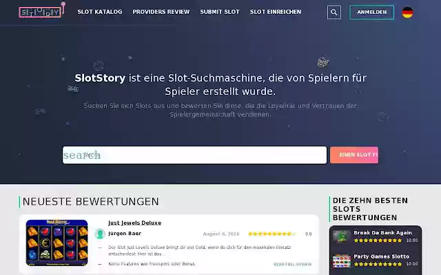 Slots Bewertungen  from Chrome web store to be run with OffiDocs Chromium online