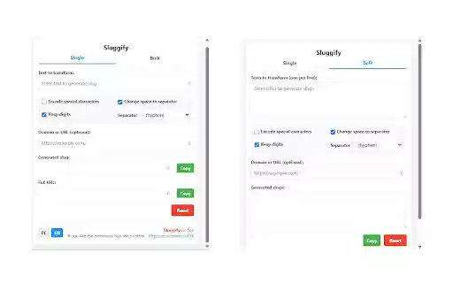 Sluggify  from Chrome web store to be run with OffiDocs Chromium online