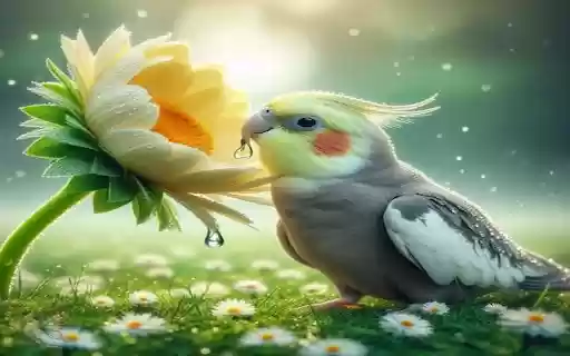 Small birds and daisies wallpaper  from Chrome web store to be run with OffiDocs Chromium online