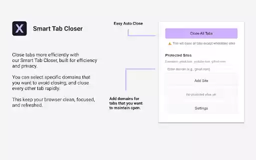 Smart Tab Closer  from Chrome web store to be run with OffiDocs Chromium online