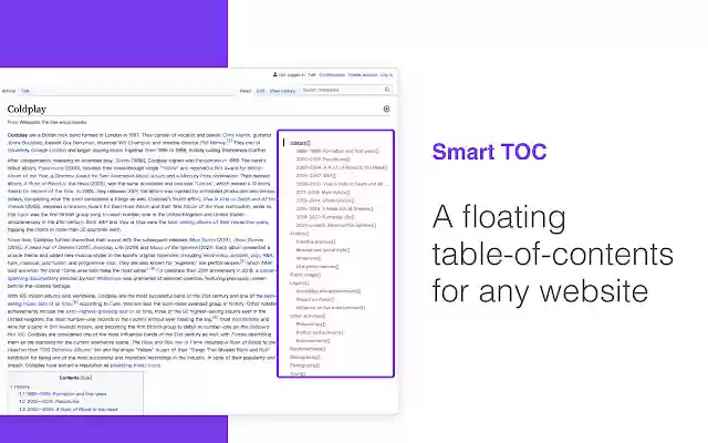 Smart TOC  from Chrome web store to be run with OffiDocs Chromium online