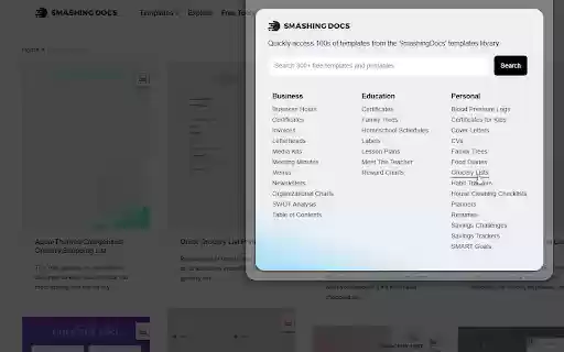 SmashingDocs Free Google Docs Templates and Printables  from Chrome web store to be run with OffiDocs Chromium online