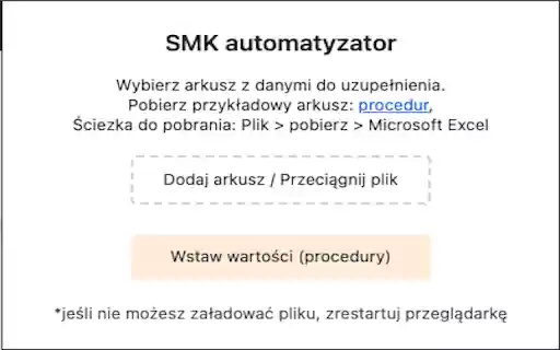 smk automatyzator from Chrome web store to be run with OffiDocs Chromium online smk automatyzator from Chrome web store to be run with OffiDocs Chromium online