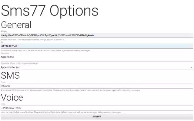 Sms77.io  from Chrome web store to be run with OffiDocs Chromium online