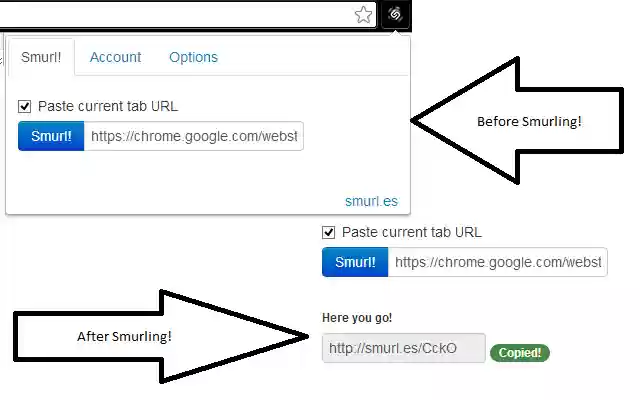 Smurl.es URL Shortener on Chrome!  from Chrome web store to be run with OffiDocs Chromium online