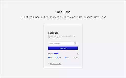 SnapPass Password Generator from Chrome web store to be run with OffiDocs Chromium online SnapPass Password Generator from Chrome web store to be run with OffiDocs Chromium online