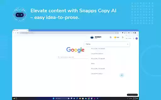 Snapps CopyAI from Chrome web store to be run with OffiDocs Chromium online Snapps CopyAI from Chrome web store to be run with OffiDocs Chromium online
