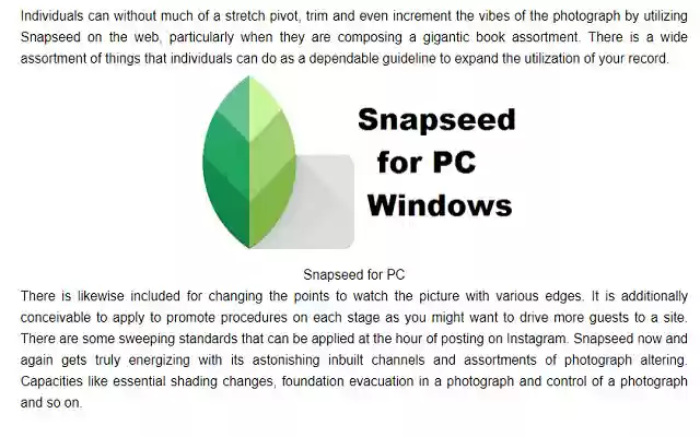 Snapseed for PC Windows  from Chrome web store to be run with OffiDocs Chromium online
