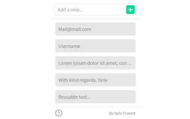 Snip from Chrome web store to be run with OffiDocs Chromium online Snip from Chrome web store to be run with OffiDocs Chromium online