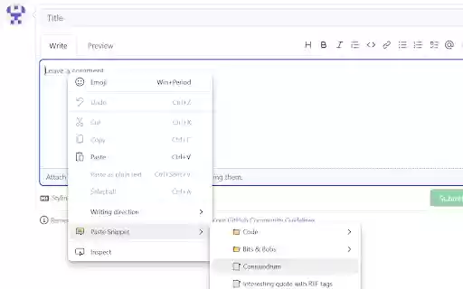 Sniplets  from Chrome web store to be run with OffiDocs Chromium online
