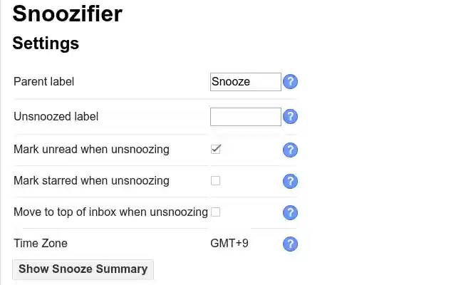 Snoozifier from Chrome web store to be run with OffiDocs Chromium online Snoozifier from Chrome web store to be run with OffiDocs Chromium online