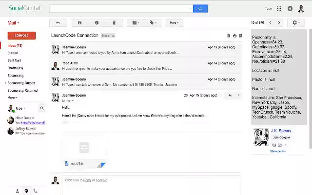 SocialCapital  from Chrome web store to be run with OffiDocs Chromium online
