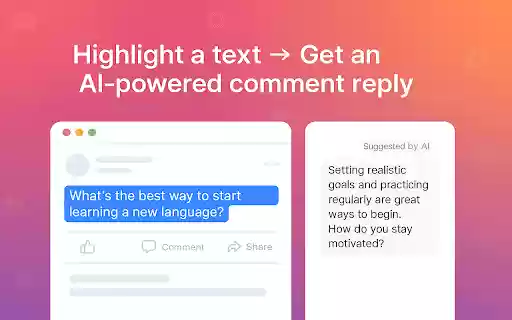 Social Media AI Comment Writer  from Chrome web store to be run with OffiDocs Chromium online