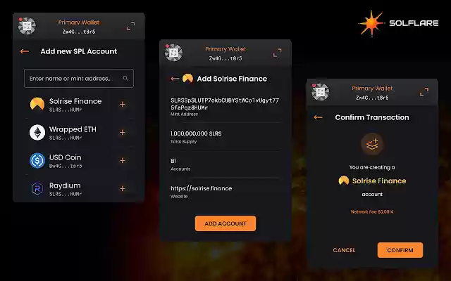 Solflare Wallet  from Chrome web store to be run with OffiDocs Chromium online