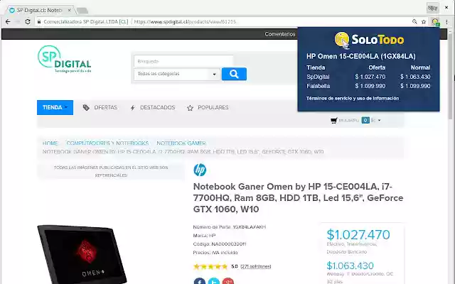 SoloTodo  from Chrome web store to be run with OffiDocs Chromium online