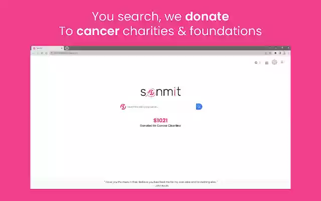 Sonmit The Search Engine that Fights Cancer  from Chrome web store to be run with OffiDocs Chromium online