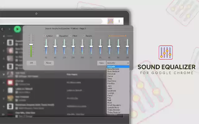 يتم تشغيل معادل الصوت مع bass booster وأنواع من متجر Chrome الإلكتروني مع OffiDocs Chromium عبر الإنترنت