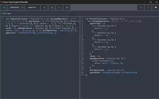 Source Code Formatter  Beautifier  from Chrome web store to be run with OffiDocs Chromium online