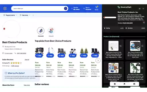 SourceDart: Walmart Sourcing for Sellers  from Chrome web store to be run with OffiDocs Chromium online
