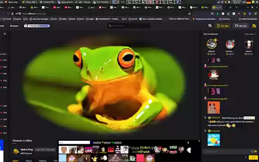 Spacefrog Stickers for Dlive.tv user chats  from Chrome web store to be run with OffiDocs Chromium online