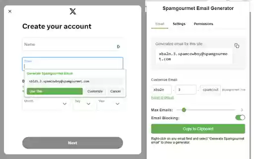 Spamgourmet Email Generator (Unofficial)  from Chrome web store to be run with OffiDocs Chromium online